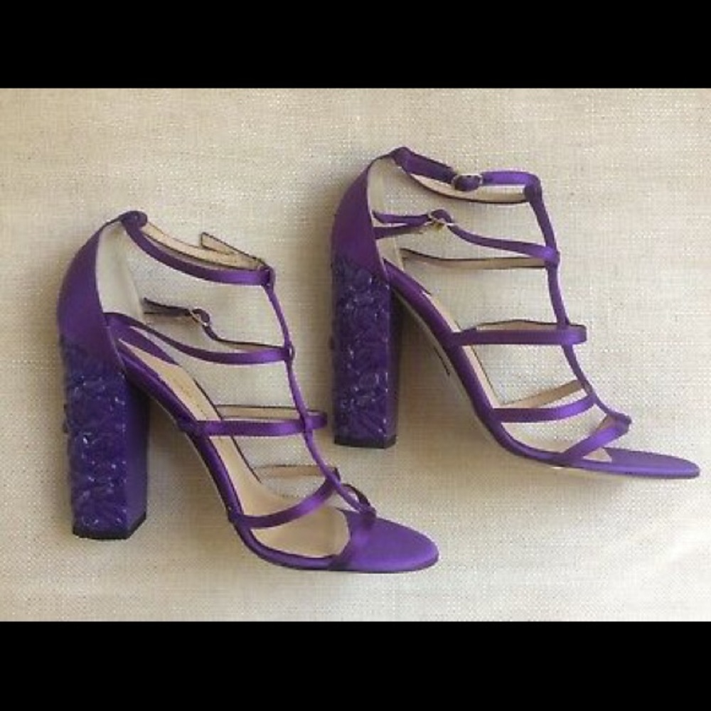 Paul Andrew Heels Sandals Strappy Purple Caged